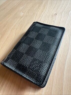 ORIGINAL LOUIS VUITTON POCKET ORGANIZER N63143 Black monograms Leather